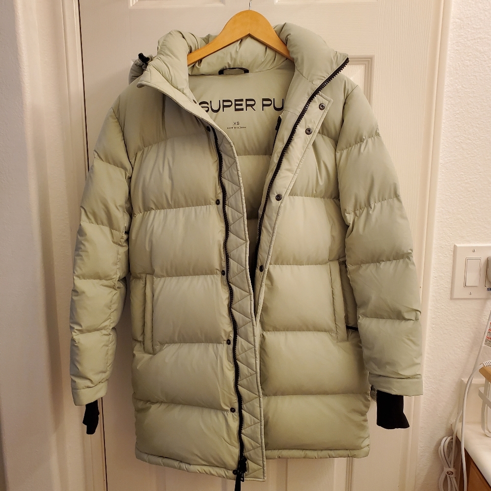 Aritzia Puffer Coat in Soft Green